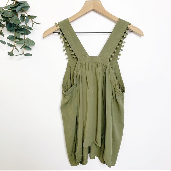 Loft green pom pom tank top - Picture 6 of 7